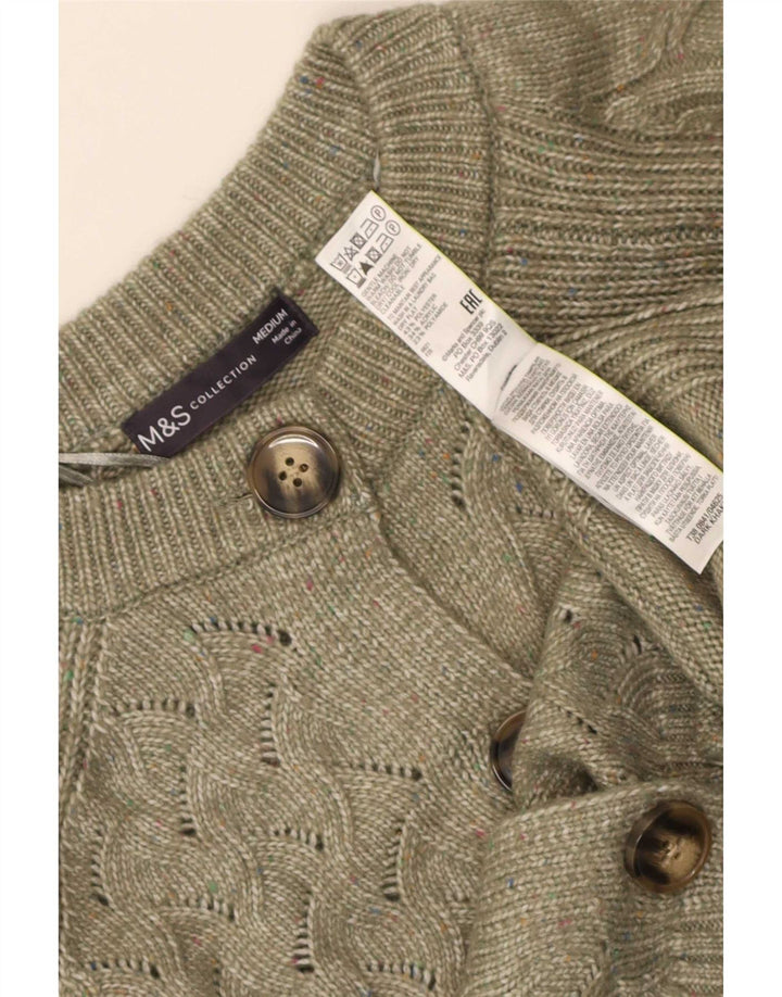 Maglione cardigan da donna Marks & Spencer UK 14 Poliestere kaki medio