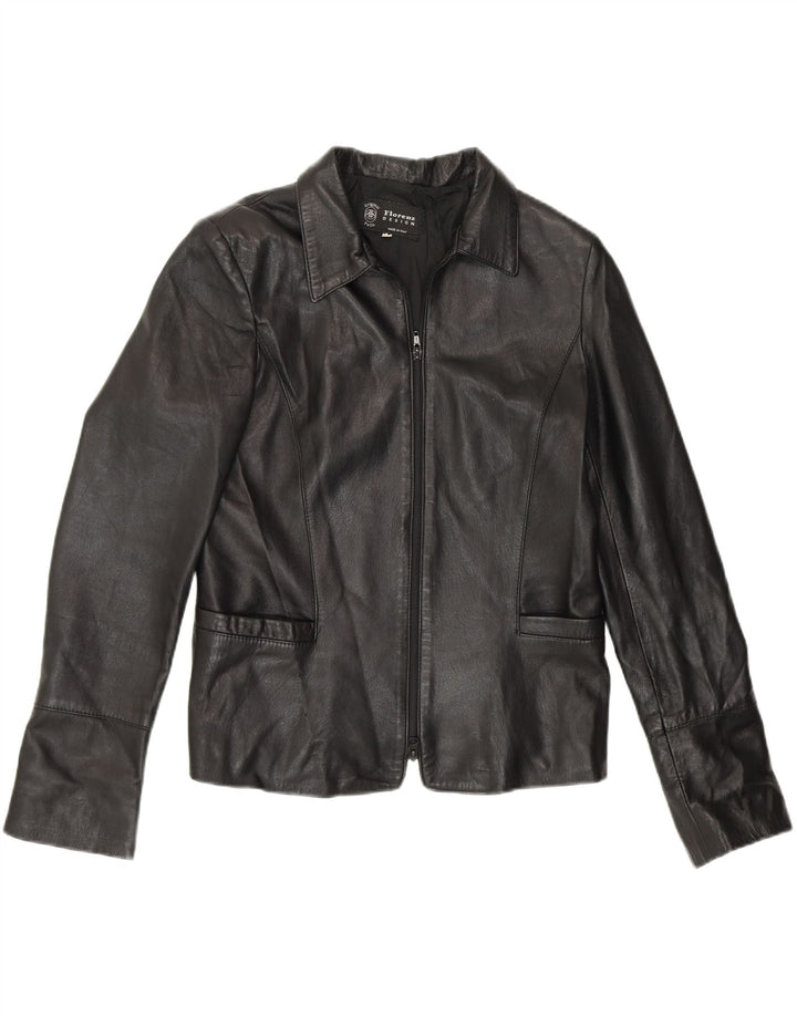 VINTAGE Womens Leather Jacket IT 46 Large Black Leather Vintage Vintage and Second-Hand Vintage from Messina Hembry 