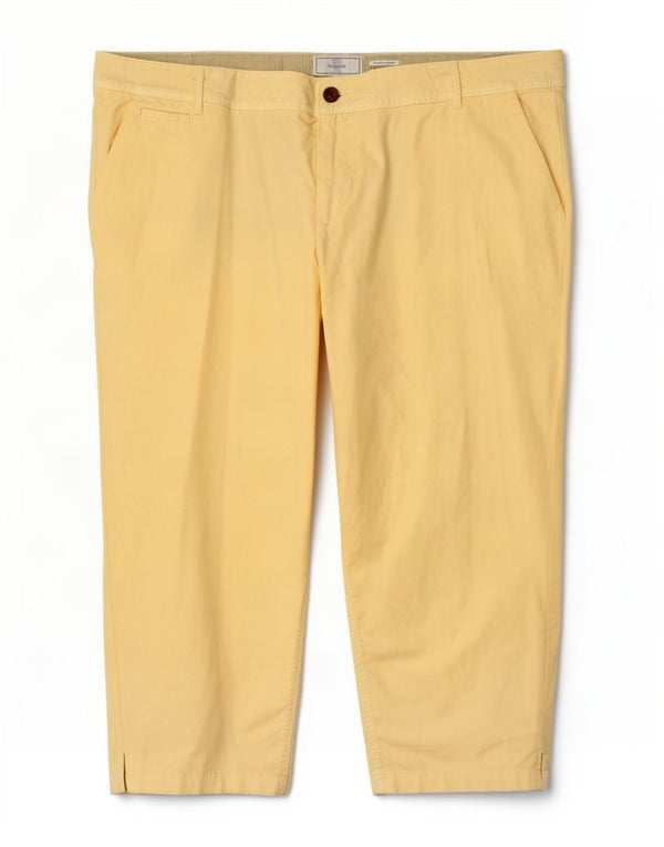 Fat Face Womens High Waist Cropped Trousers UK 22 3XL W44 L21 Yellow