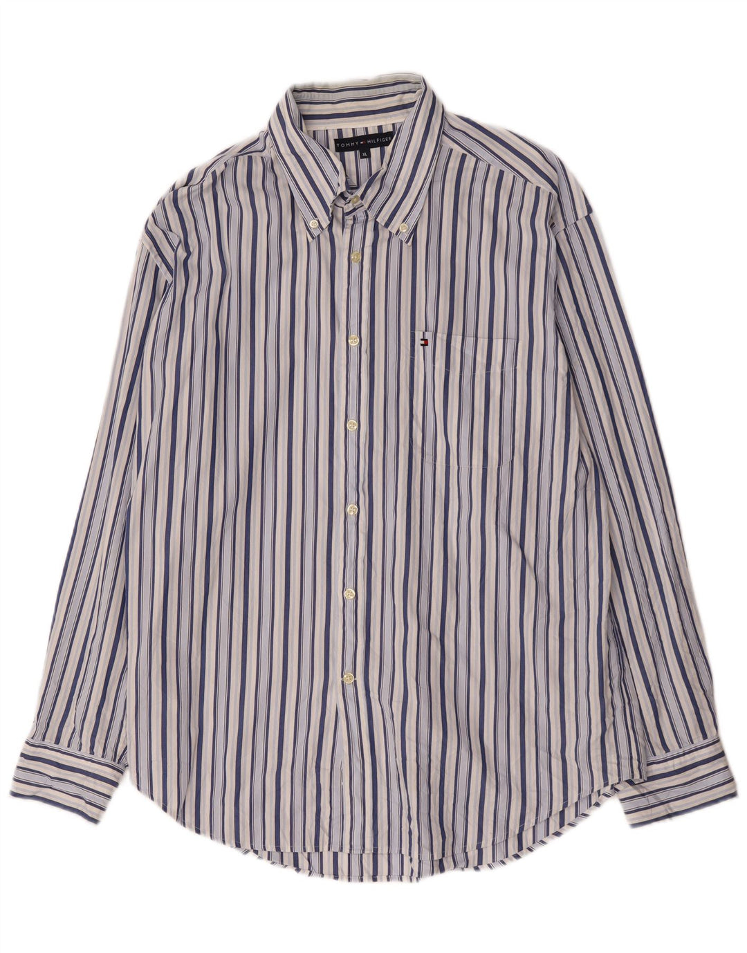 Camicia da uomo Tommy Hilfiger XL in cotone a righe blu