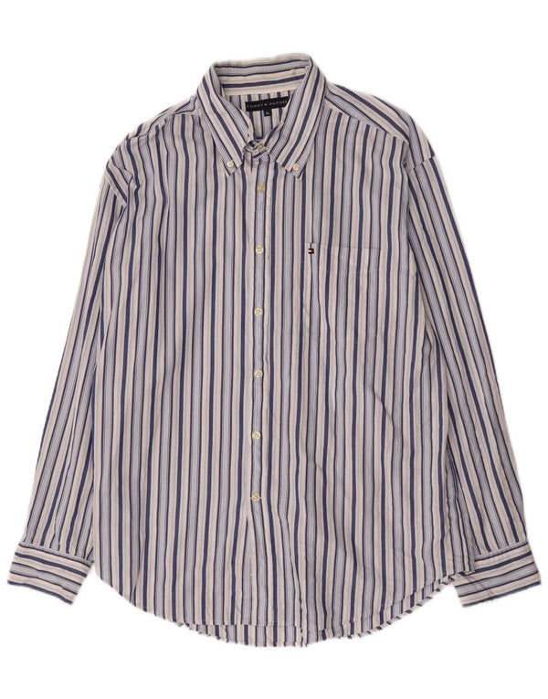 Camicia da uomo Tommy Hilfiger XL in cotone a righe blu