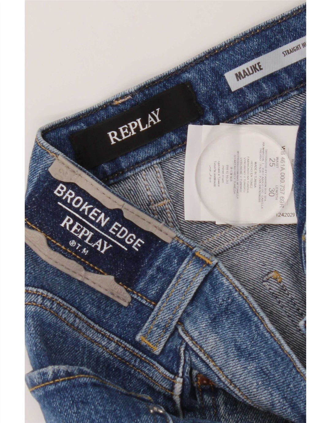 Replay Jeans dritti invecchiati da donna W25 L30 cotone blu
