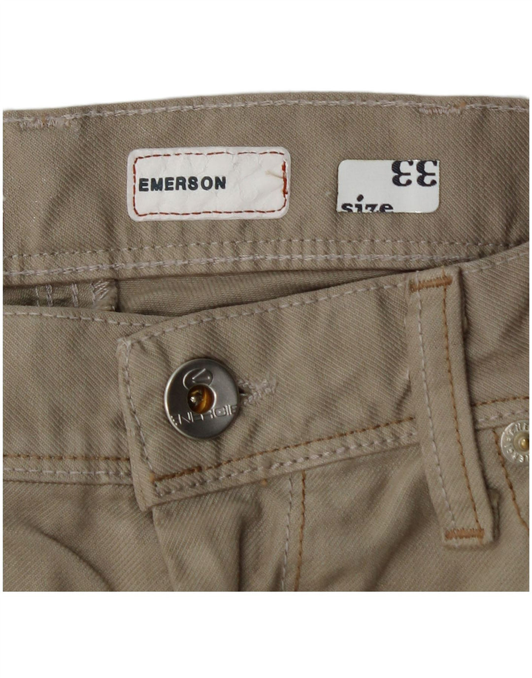 ENERGIE Pantaloni casual dritti da uomo Emerson W33 L32 in cotone beige