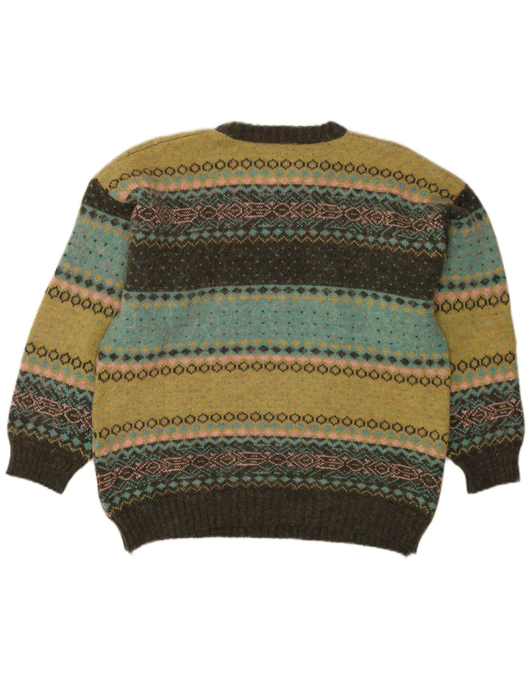 Maglione maglione girocollo da uomo vintage medio multicolore Fair Isle