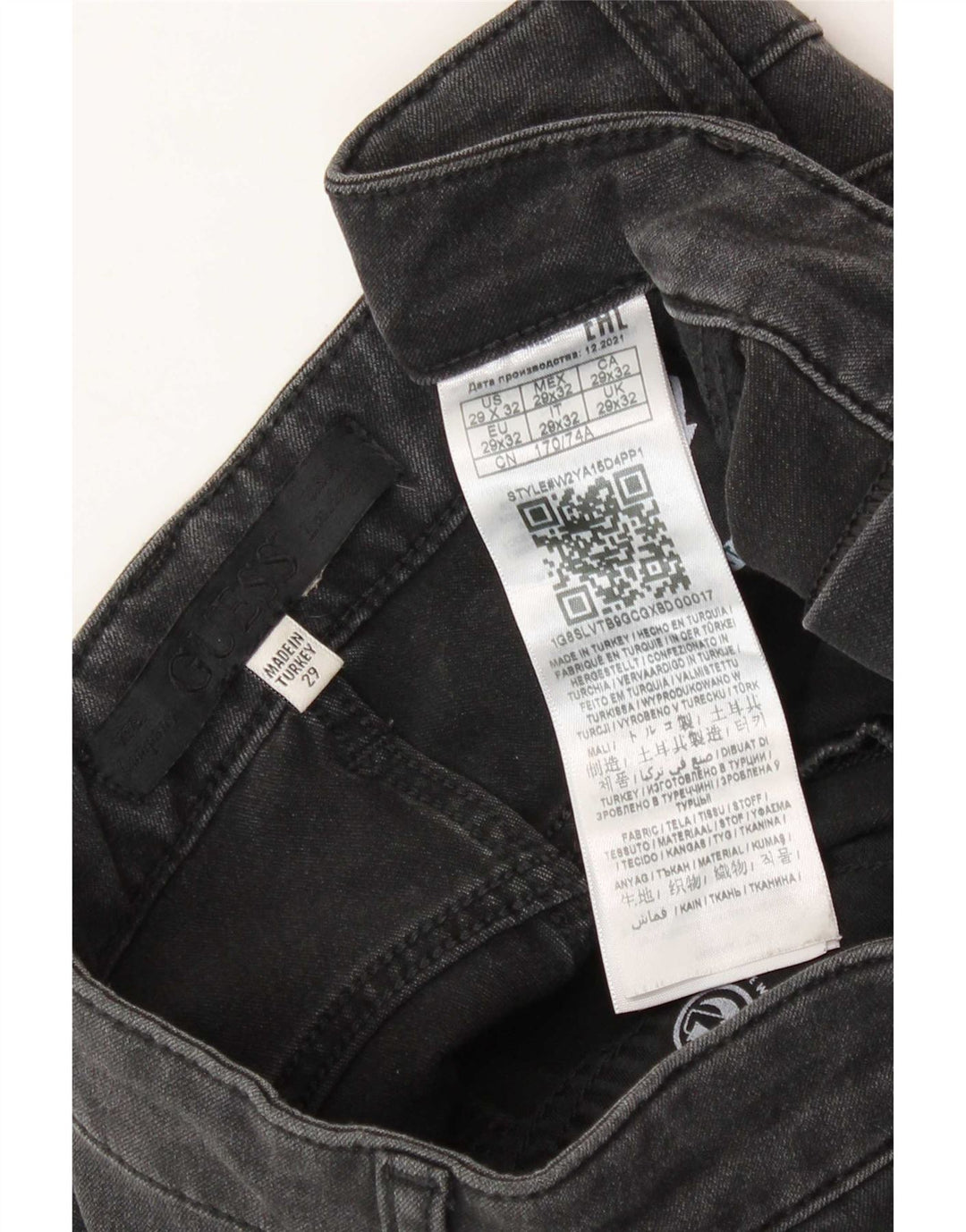 Jeans dritti da uomo Guess W29 L32 viscosa nera