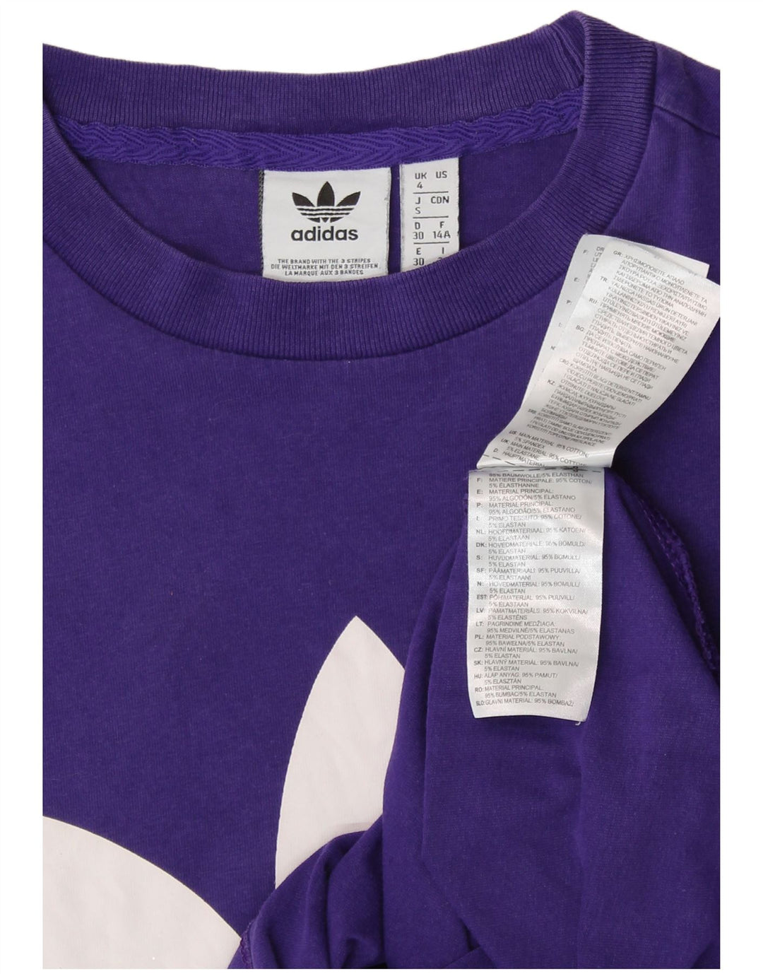 T-shirt grafica da donna ADIDAS Top UK 4 XS cotone viola