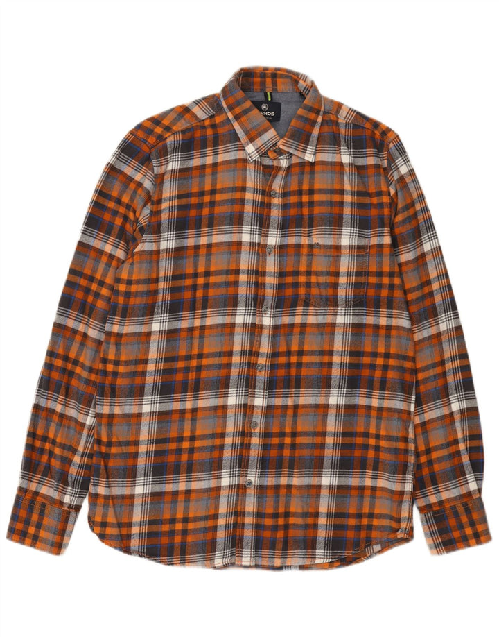 Camicia da uomo in flanella Lerros, cotone a quadri arancione medio