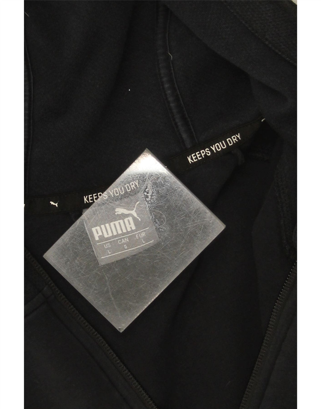 Felpa con cappuccio e zip da uomo Puma grande in cotone nero