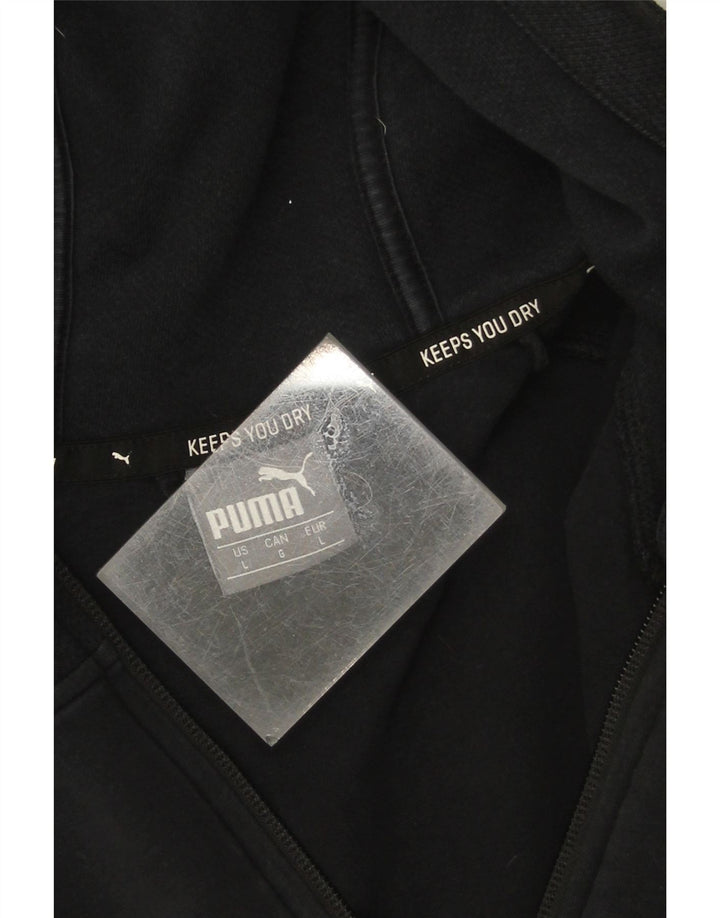 Felpa con cappuccio e zip da uomo Puma grande in cotone nero
