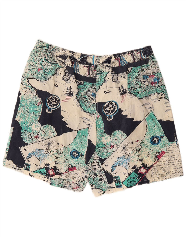 Pantaloncini da bagno vintage da uomo con motivo astratto IT 54 XL in cotone multicolore