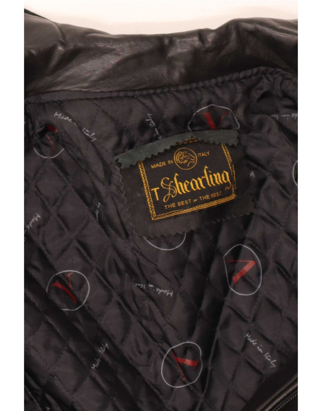 Giacca in pelle da uomo vintage UK 36 piccolo shearling nero