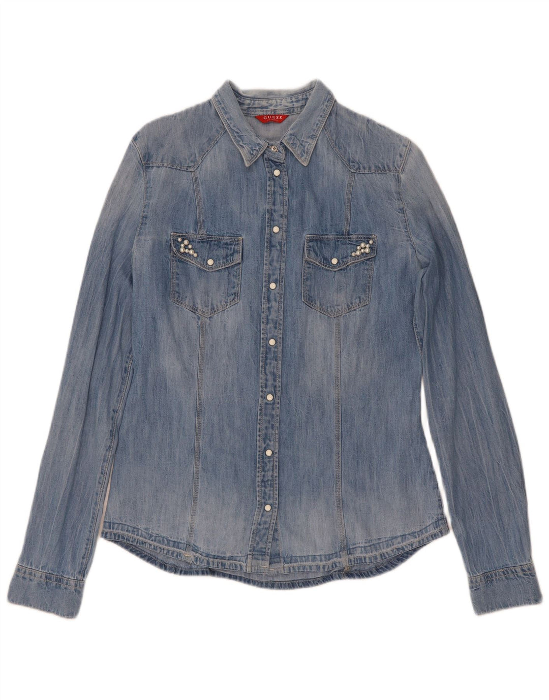 Camicia in denim da donna Guess UK 8 piccola in cotone blu