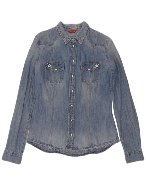 Camicia in denim da donna Guess UK 8 piccola in cotone blu