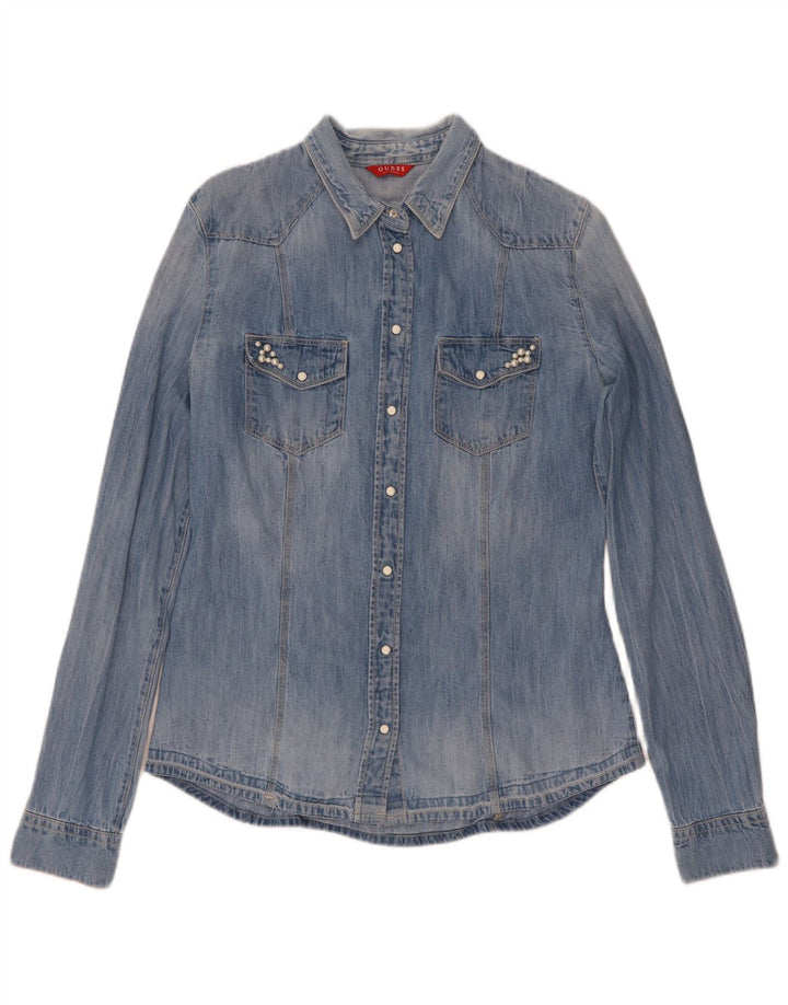 Camicia in denim da donna Guess UK 8 piccola in cotone blu