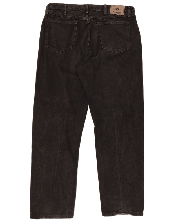 Jeans dritti da uomo Wrangler vestibilità rilassata W36 L32 cotone nero