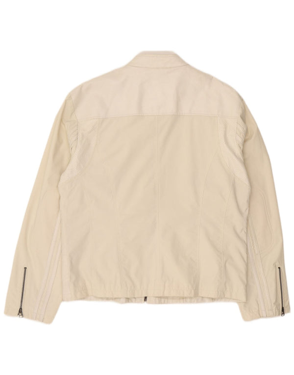 Vintage Womens Oversized Leather Jacket IT 44 Medium White Leather