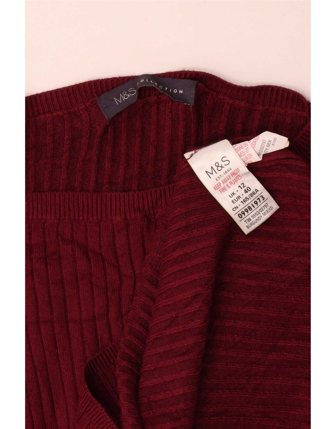 Maglione maglione con scollo a barca da donna Marks & Spencer UK 12 Borgogna medio