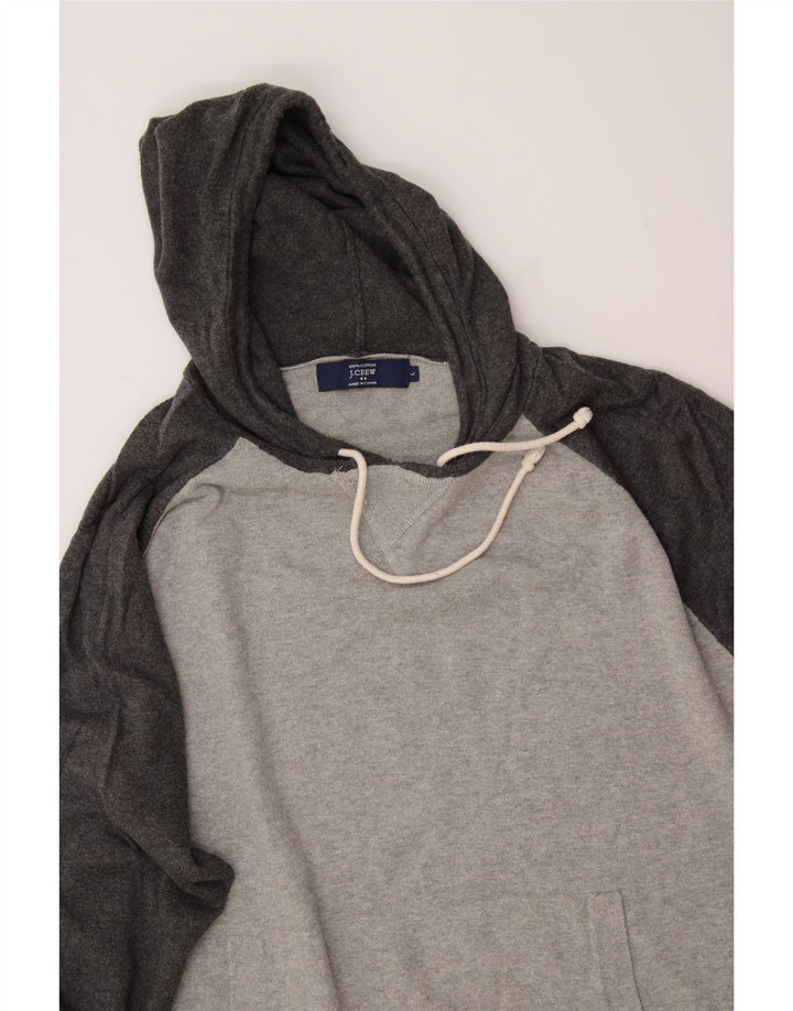 J. CREW Maglione con cappuccio da uomo grande in cotone color block grigio