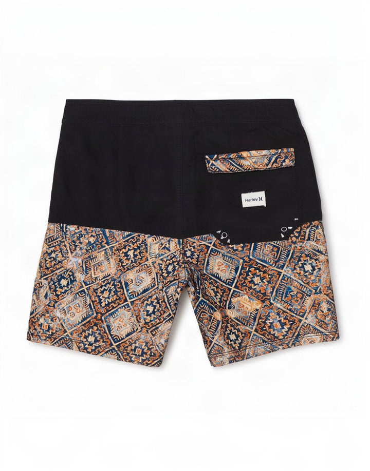 Pantaloncini da bagno da uomo Hurley piccoli in poliestere geometrico nero