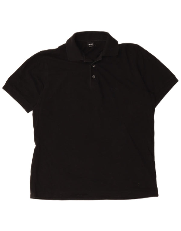 Polo da uomo Hugo Boss in cotone nero medio