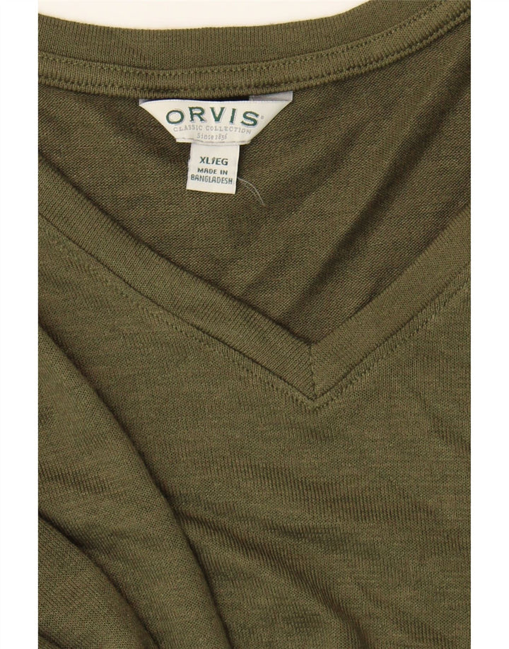 ORVIS Womens T-Shirt Top UK 18 XL Khaki Polyester Vintage Orvis and Second-Hand Orvis from Messina Hembry 