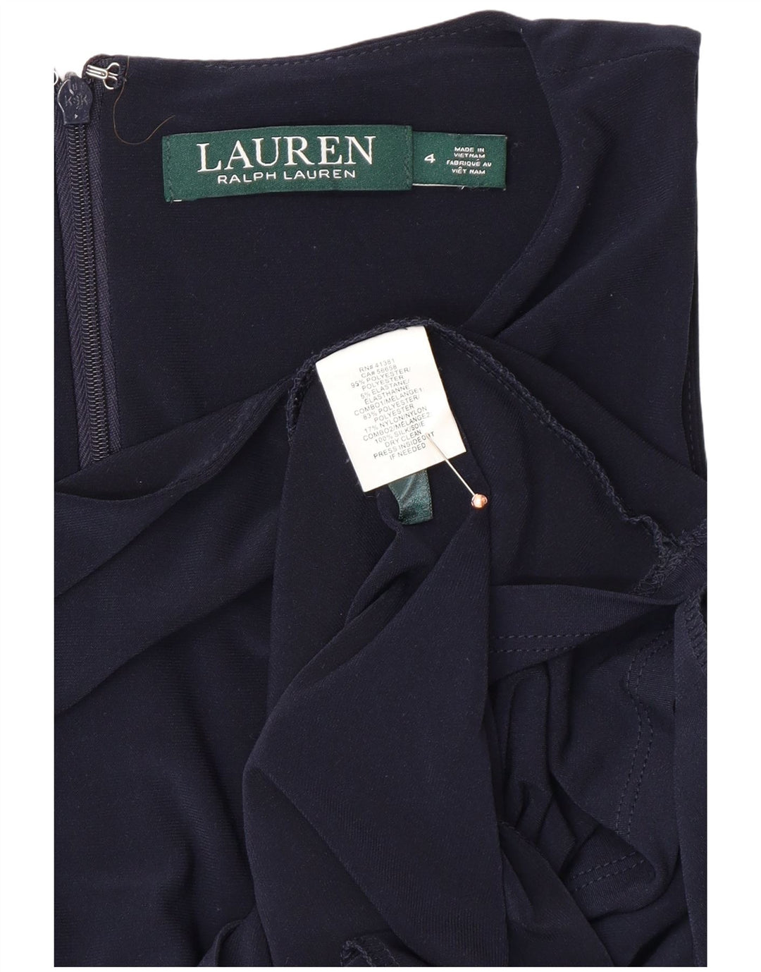 RALPH LAUREN Abito tubino senza maniche da donna US 4 Small Poliestere blu navy