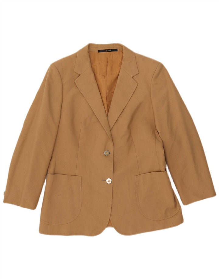 Giacca blazer da donna a 2 bottoni DAKS UK 12 in lana marrone medio