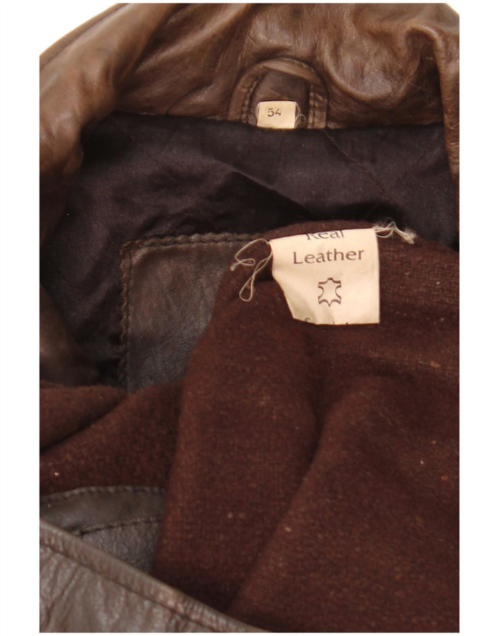 Giacca in pelle vintage da uomo IT 54 2XL Pelle marrone