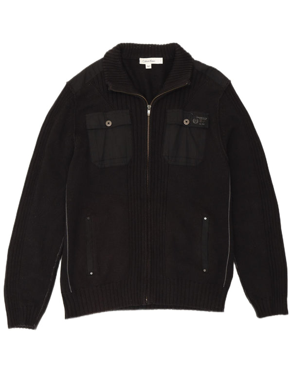 Maglione cardigan da uomo Calvin Klein grande cotone nero
