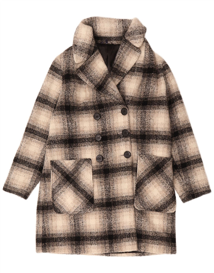 Cappotto doppiopetto da donna Marks & Spencer UK 16 grande quadri beige
