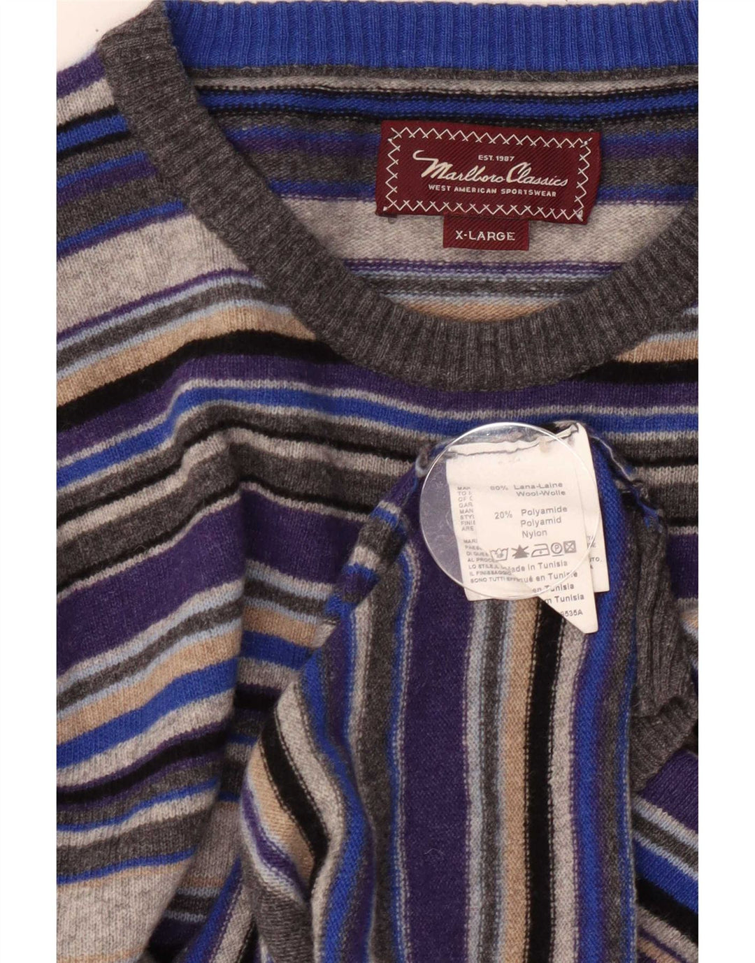 Marlboro Classics Maglione girocollo da uomo a righe XL multicolore