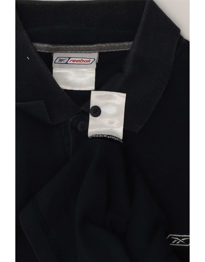 Polo Reebok da uomo in cotone a righe medie blu navy