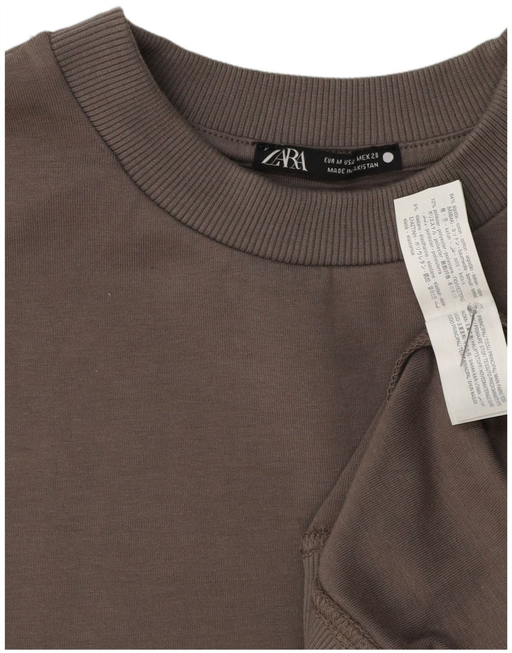 Felpa oversize a maniche corte da donna Zara UK 14 Grigio medio