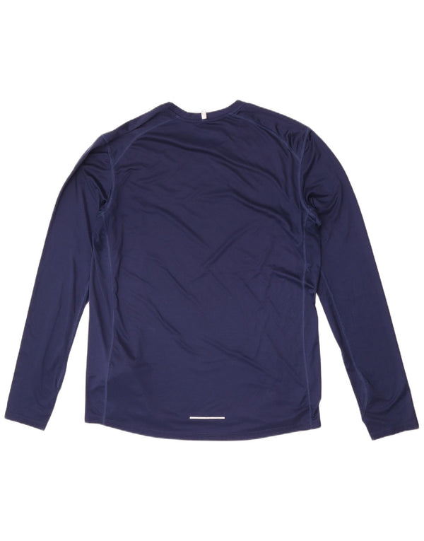 Top Nike Dri Fit da uomo a maniche lunghe XL blu navy in poliestere