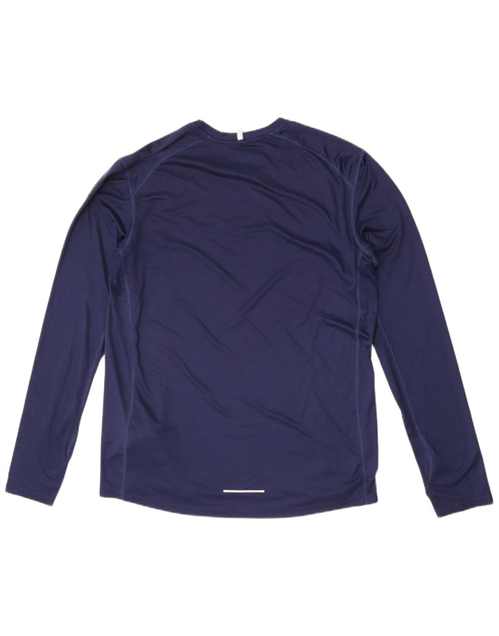 Top Nike Dri Fit da uomo a maniche lunghe XL blu navy in poliestere