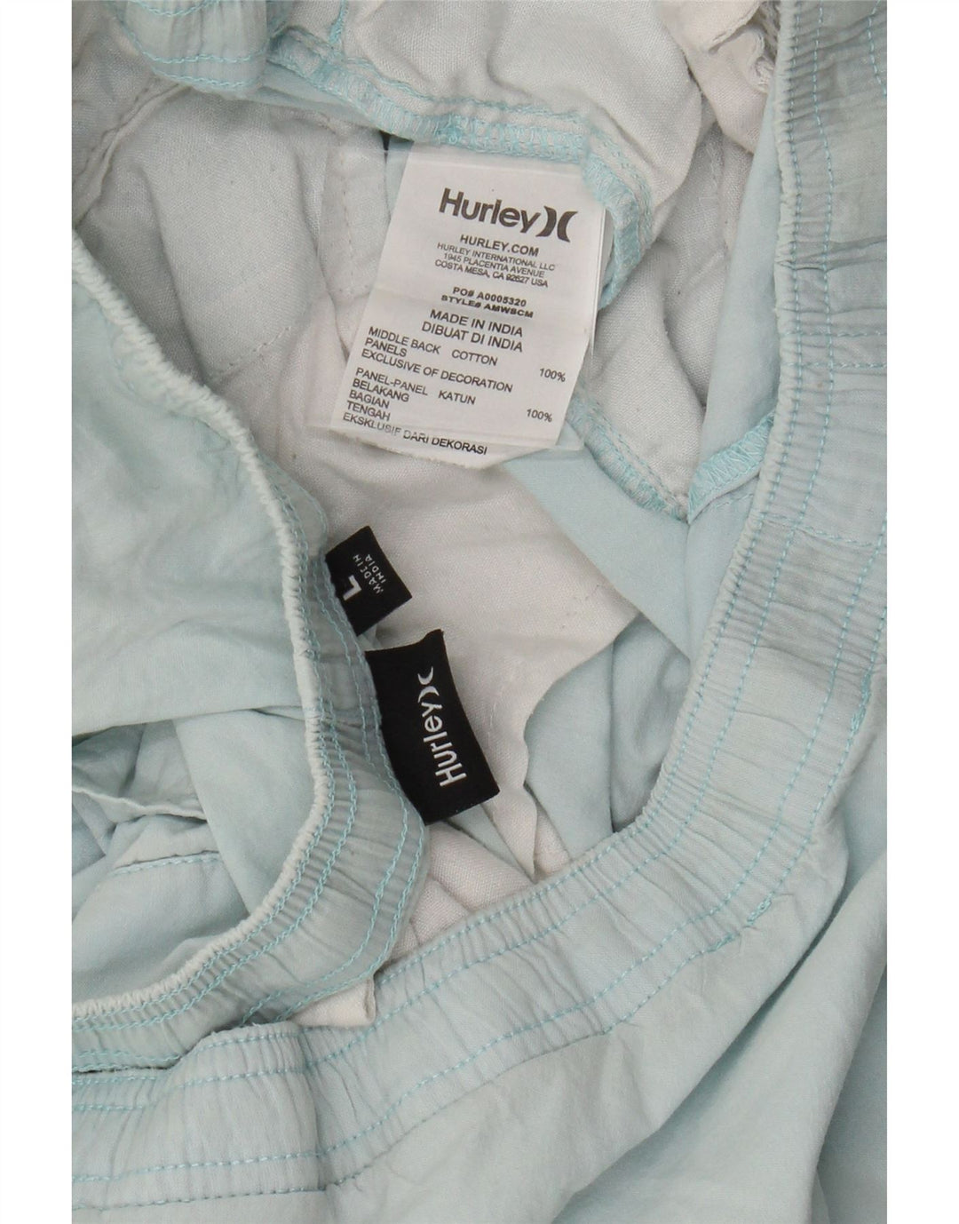 Pantaloncini chino da uomo Hurley grandi W36 in cotone blu