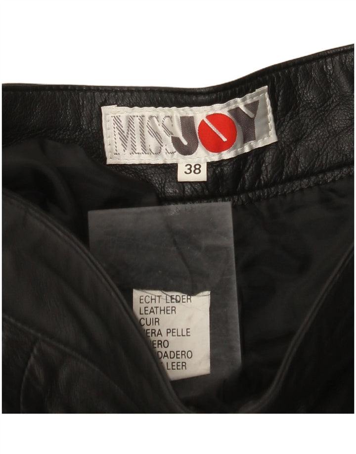 MISS JOY Pantaloncini in pelle a vita alta da donna EU 38 Medium W25 Pelle nera