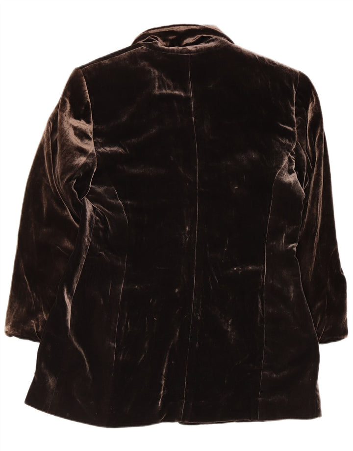 Giacca blazer da donna a 3 bottoni APRIORI UK 14 grande seta marrone