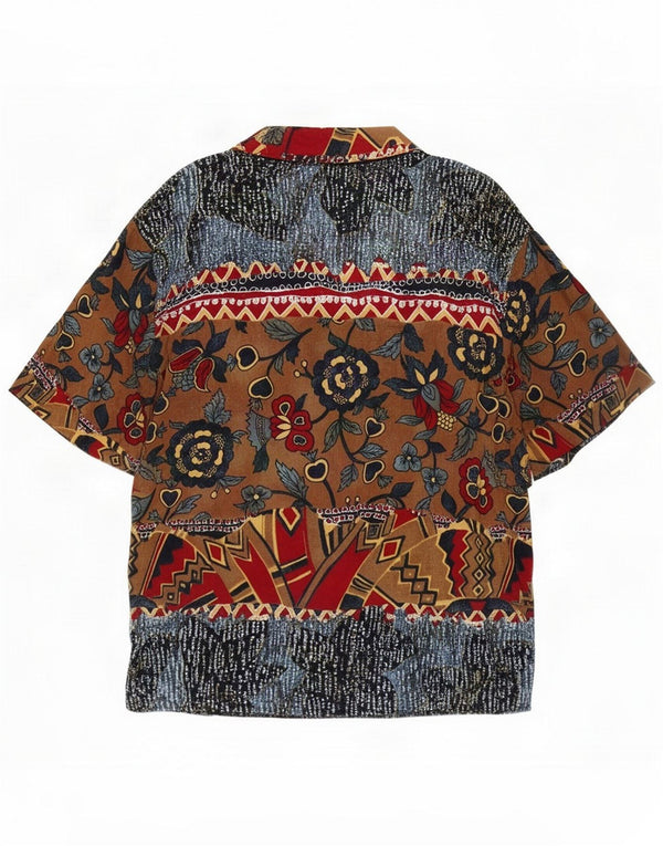 Benetton Camicia a maniche corte da donna IT 46 Large multicolore floreale