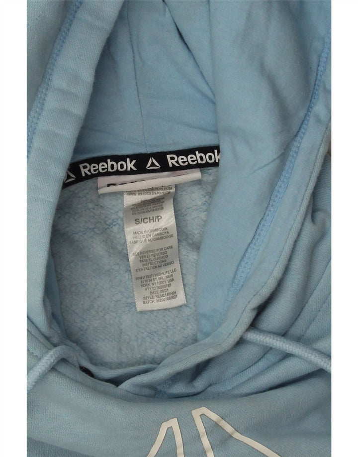 Maglione con cappuccio grafico da uomo Reebok piccolo in cotone blu