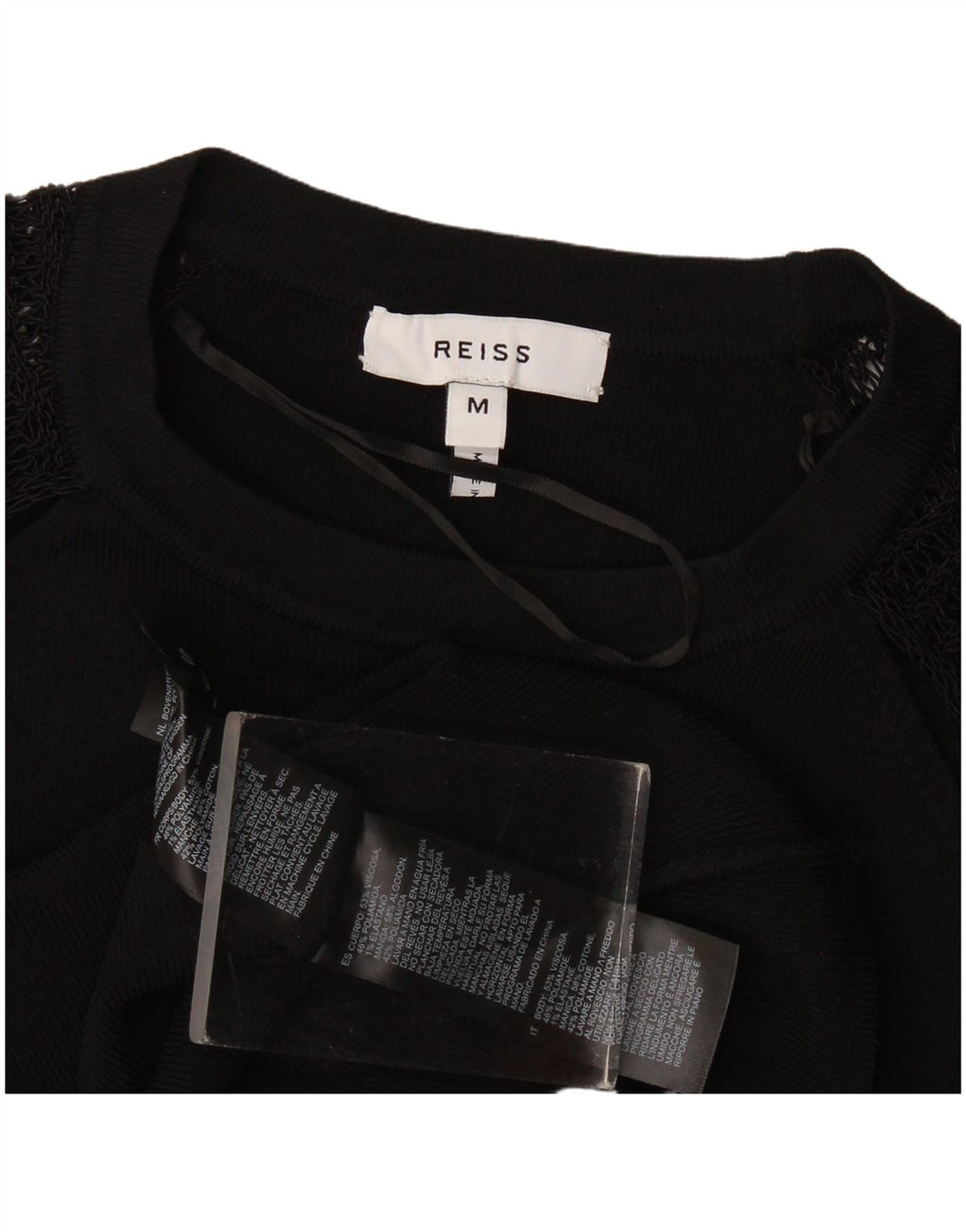 Maglione maglione girocollo da donna Reiss UK 12 viscosa nera media