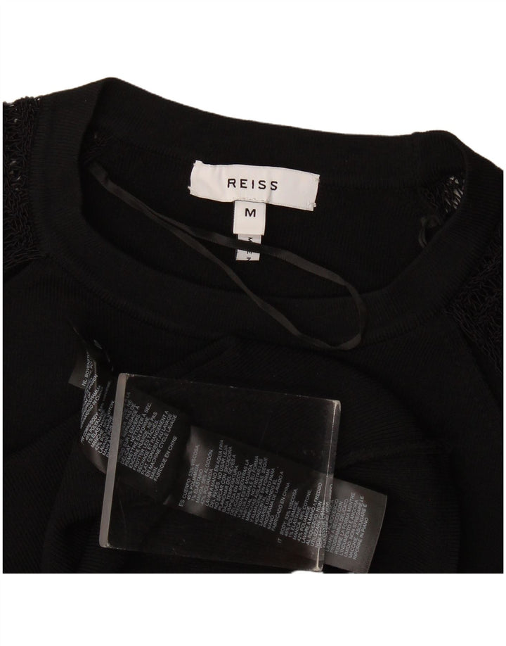 Maglione maglione girocollo da donna Reiss UK 12 viscosa nera media
