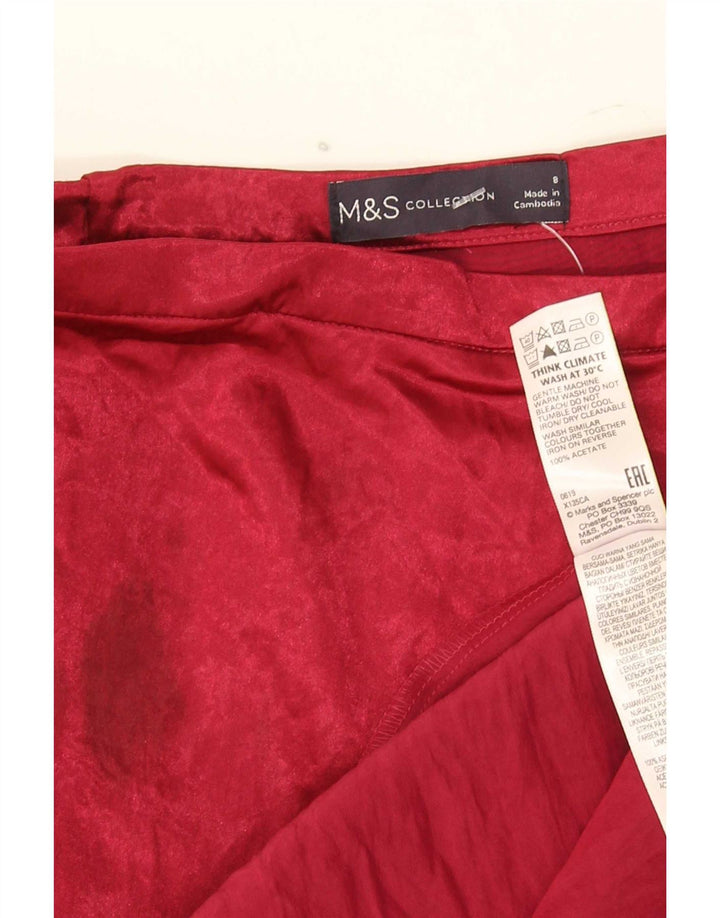 Gonna a trapezio da donna Marks & Spencer UK 8 piccola W26 acetato rosso