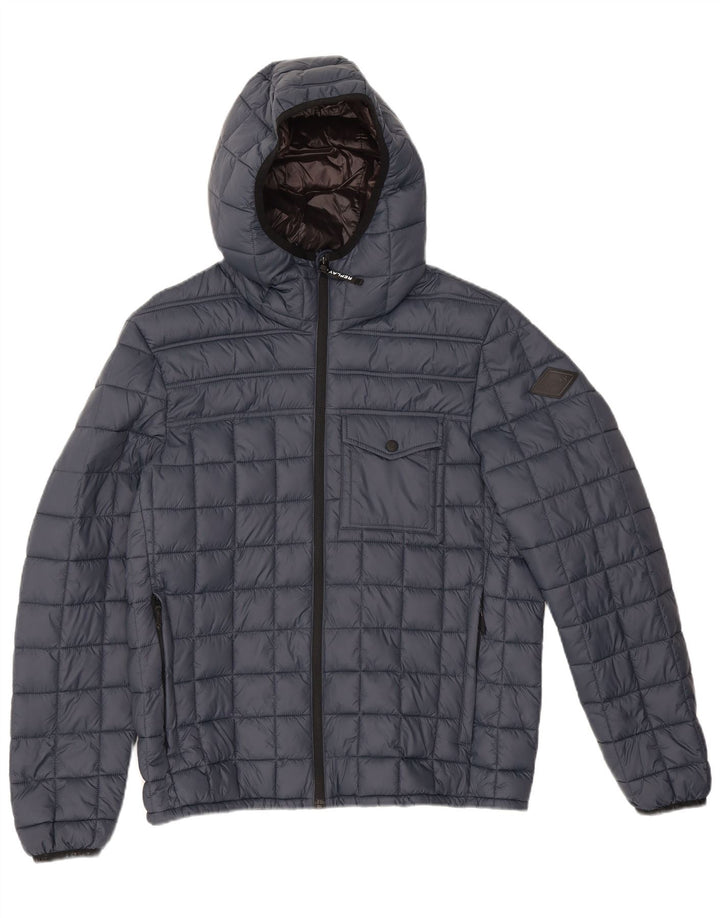 Giacca imbottita con cappuccio da donna Replay UK 16 Large blu navy in poliammide