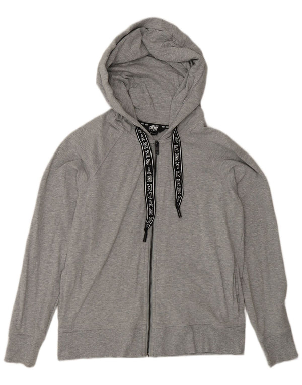 Maglione con cappuccio e zip oversize con grafica da donna Dkny UK 10 piccolo cotone grigio