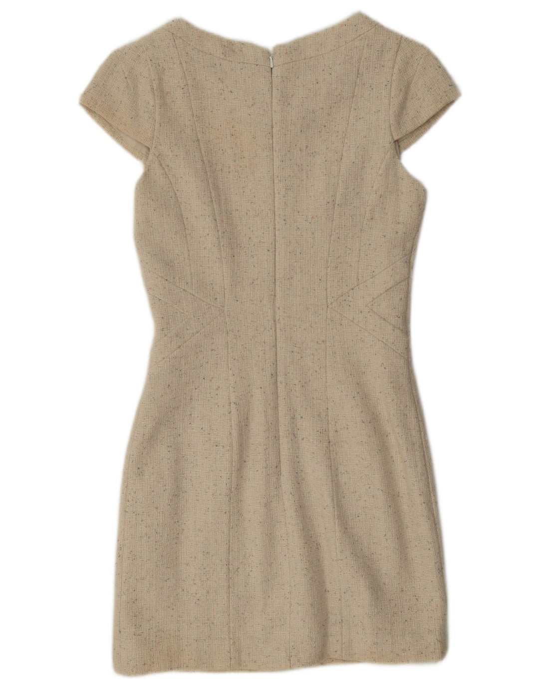 Abito tubino da donna Warehouse UK 8 piccolo in lana screziata beige