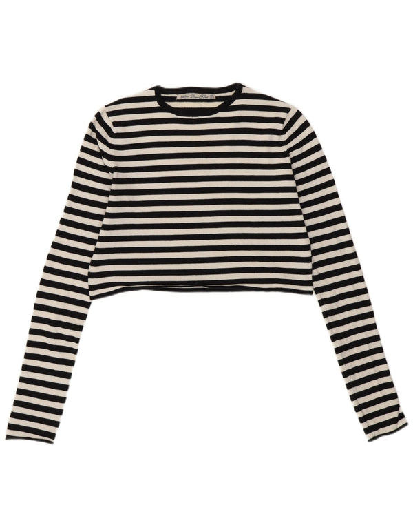 Maglione corto con scollo a barca da donna Zara UK 10 piccolo a righe nere