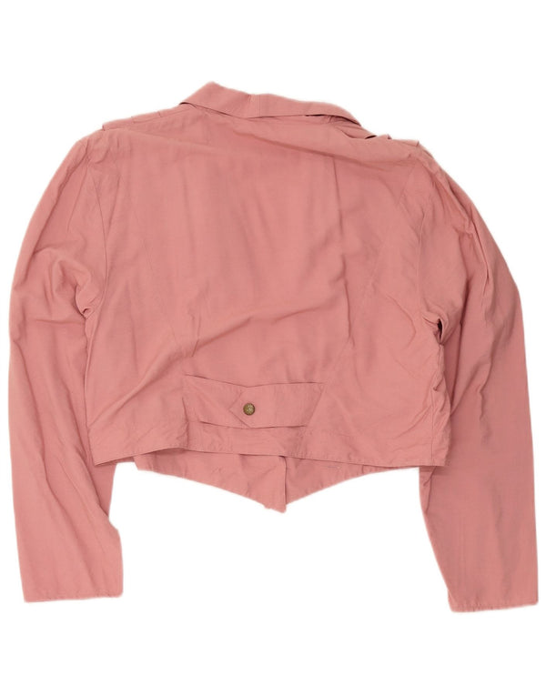 Top cardigan ampio da donna vintage corto in viscosa rosa grande