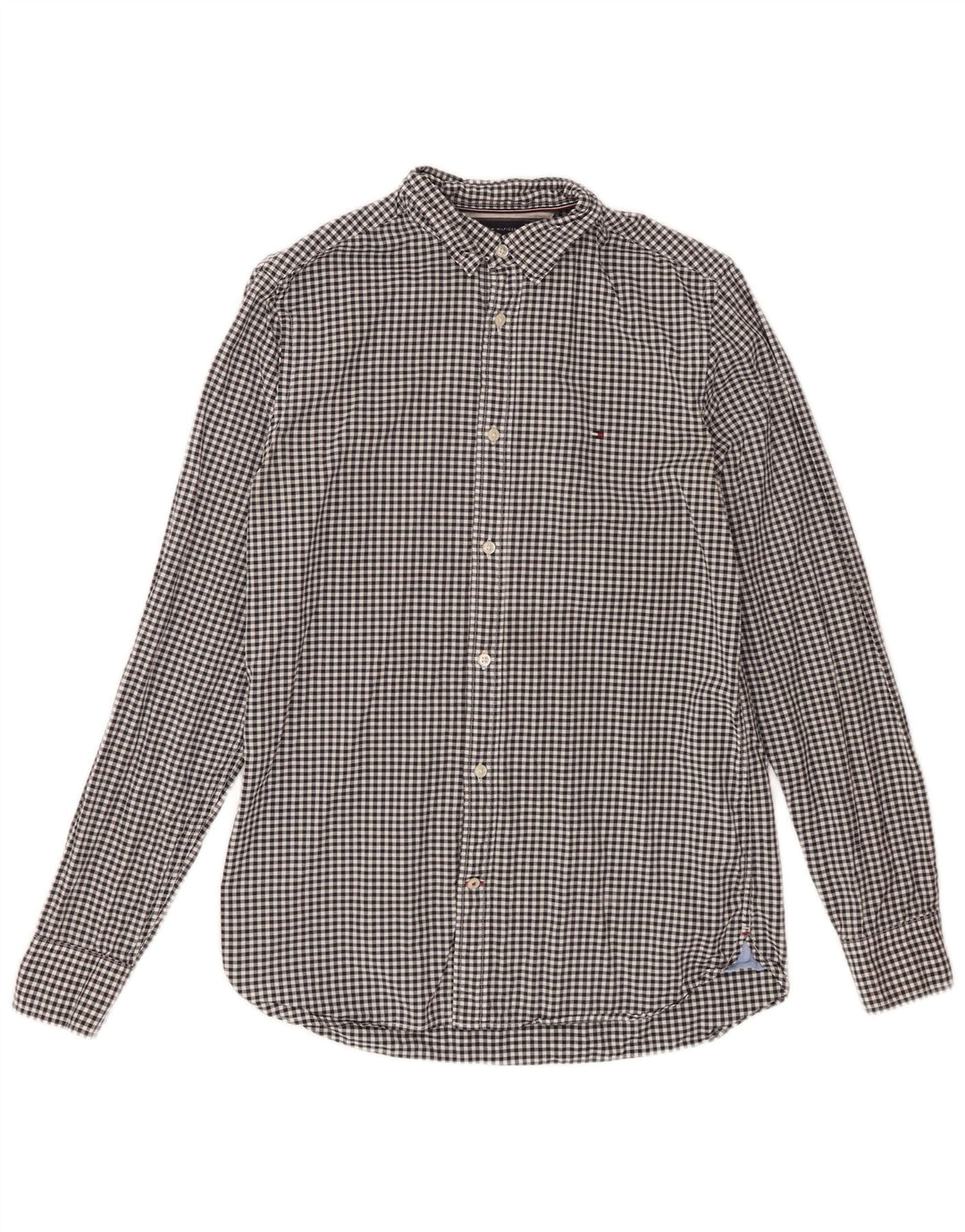 Camicia da uomo Tommy Hilfiger piccola in cotone a quadretti nero