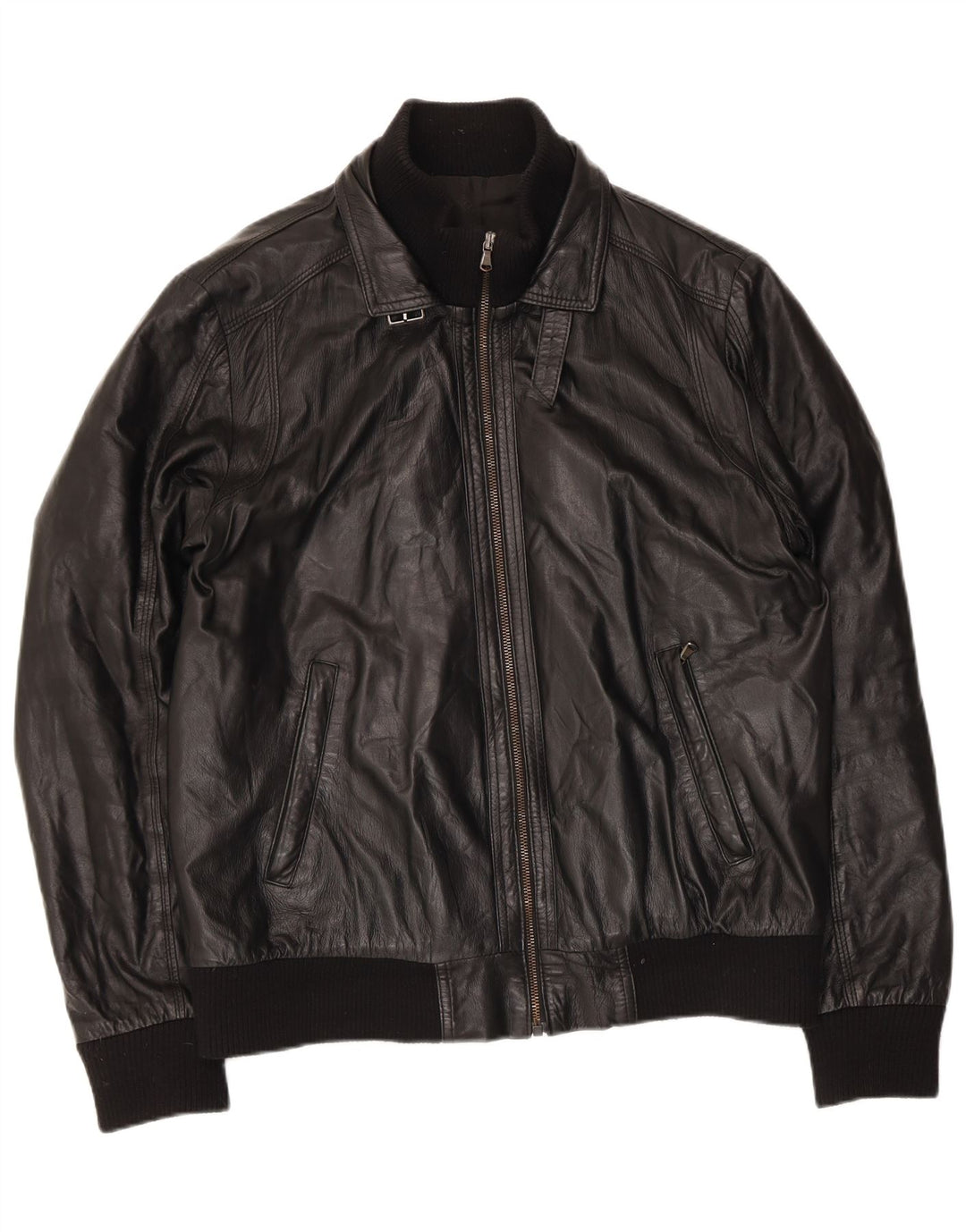 Gianfranco Gotelli Giacca bomber da uomo in pelle UK 38 media pelle nera